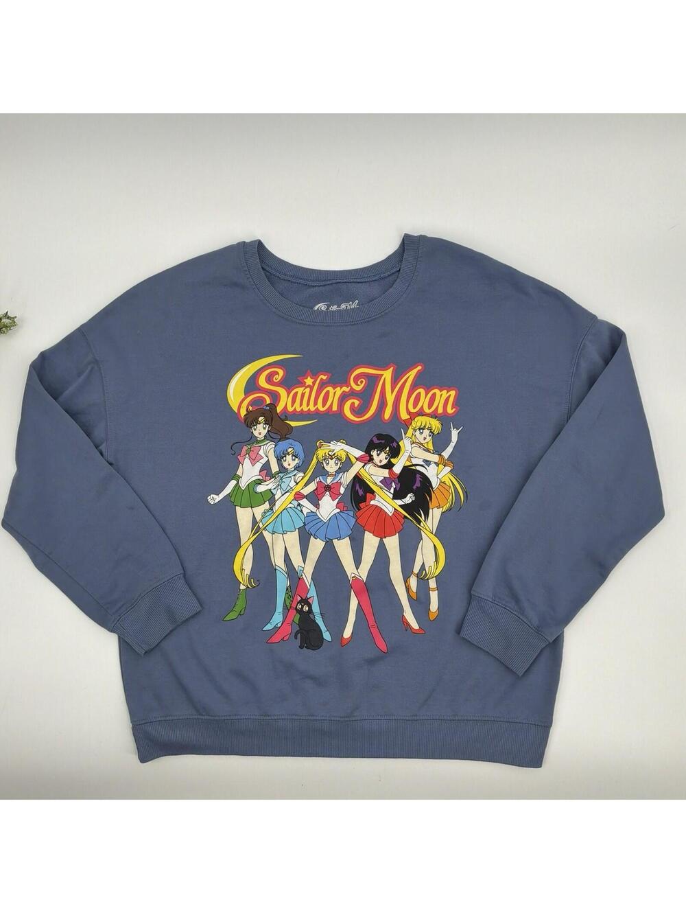 Sailor Moon Vinyl Blue Crewneck Sweatshirt Women’s Size M Anime Manga